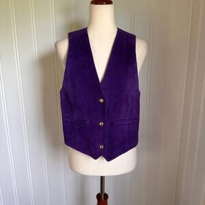 Vintage 90s Boho Purple Leather Vest S